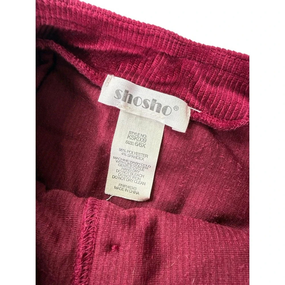 Shosho Girls Corduroy Skirt Size 6/6X Burgundy Red Heart Pockets Button Front - Picture 5 of 6